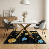 Retro Pixel Space Planets Area Rug