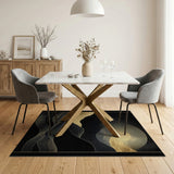 Golden Moon Over Wavy Mountains Abstract Rug