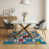 Multi-Color Geometric Grid Area Rug