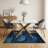 Blue Abstract Arch Geometric Area Rug