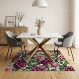 Vintage Pink Rose Floral Pattern Area Rug