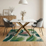 Lush Green Palm Monstera Leaf Area Rug