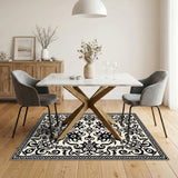 Black and White Floral Vintage Black White Floral Vintage Area Rug