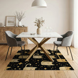 Golden Cartoon Cats Stars Area Rug