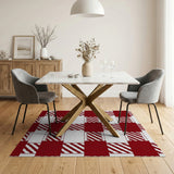 Bold Red White Plaid Farmhouse Area Rug