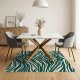 Green Emerald Green Zebra Stripe Area Rug