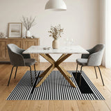Bold Black White Striped Geometric Geometric Modern Rug