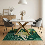Lush Green Monstera Leaf Abstract Area Rug