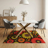 Vibrant Sunflower Autumn Floral Area Rug