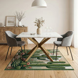 Southwestern Desert Cactus Garden Area Rug