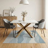 Layered Blue Waves Abstract Blue and Teal Area Rug