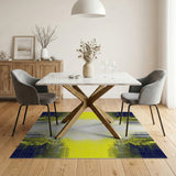 Navy Yellow Geometric Dotted Area Rug