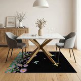 Vibrant Pink Daisy Meadow with Butterflies Rug