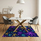 Whimsical Octopus Starfish Seaweed Navy Rug