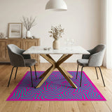 Vibrant Pink Teal Wavy Abstract Area Rug