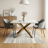 Grey Abstract Striped Area Rug