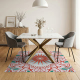 Ornate Red Starburst Floral Persian Area Rug