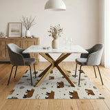 Whimsical Brown Bear Woodland Pattern Area Rug
