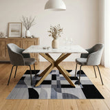 Geometric Modern Geometric Black Grey Area Rug