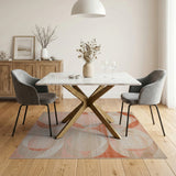 Abstract Geometric Pink Area Rug with Overlapping Circles