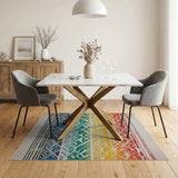 Rainbow Gradient Geometric Area Rug