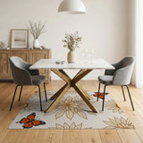 Beige Monarch Butterfly Floral Area Rug