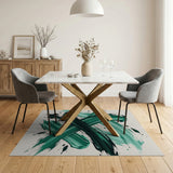 Green Brush Stroke Abstract Area Rug