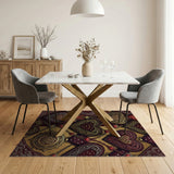 Baroque Gold Heart Medallion Area Rug