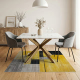 Yellow Bold Yellow Black Geometric Modern Area Rug