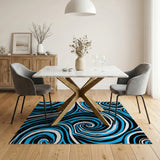 Blue and Teal Abstract Area Swirling Blue Waves Abstract Area Rug