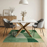 Green Geometric Abstract Area Rug