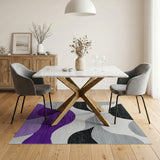 Purple Black Grey Abstract Area Rug