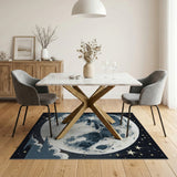 Starry Cratered Full Moon Area Rug