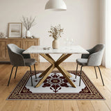 Ornate Gold Border Persian Medallion Rug
