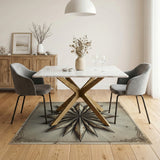 Vintage Distressed Grey Starburst Area Rug