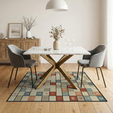 Multi-Color Alphabet Grid Area Rug