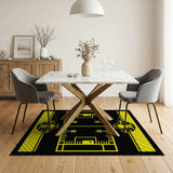 Yellow American Football Field Area Rug