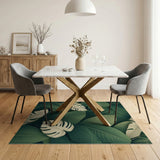Lush Green Monstera Leaf Coastal Beach Area Rug