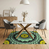 Mint Green Mandala Sunburst Area Rug