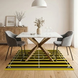 Yellow Black Striped Soccer Field Area Rug