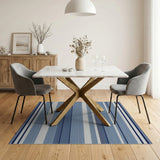 Navy Blue White Horizontal Striped Area Rug