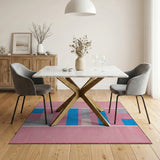 Vibrant Pink Blue Block Geometric Area Rug