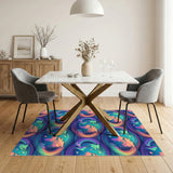 Neon World Map Abstract Area Rug