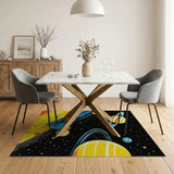 Vibrant Cosmic Planets Geometric Area Rug