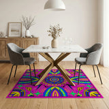 Boho Chic Multi-color and Patterns Vibrant Pink Mandala Boho Area Rug