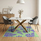 Purple Fern Leaf Pattern Area Rug