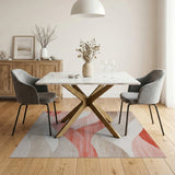 Abstract Wave Layers Beige Red Area Rug