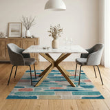 Abstract Area Abstract Blue Teal Organic Shapes Area Rug