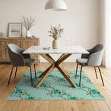 Whimsical Teal Flamingo Pattern Area Rug
