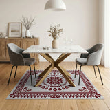 Ornate Red Mandala Border Area Rug